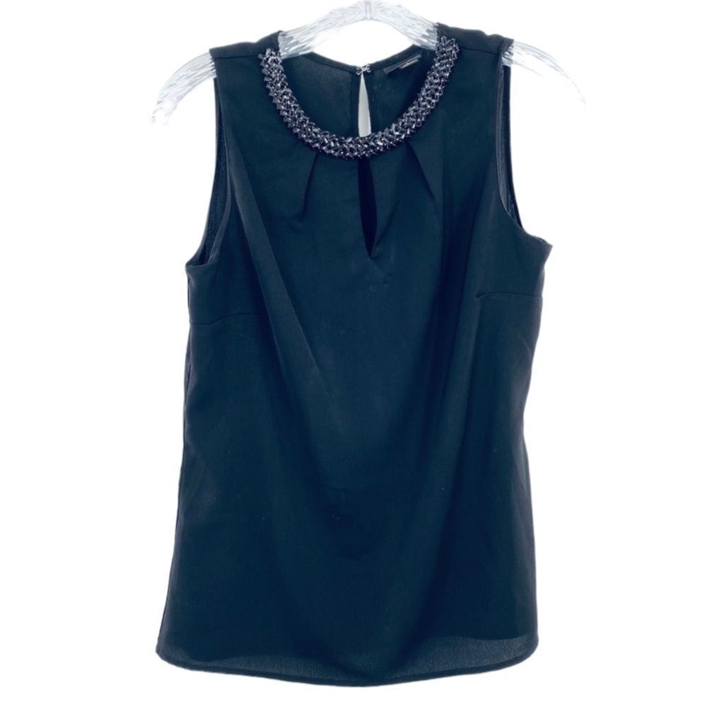 WORTHINGTON Black Embellished Sleeveless Blouse